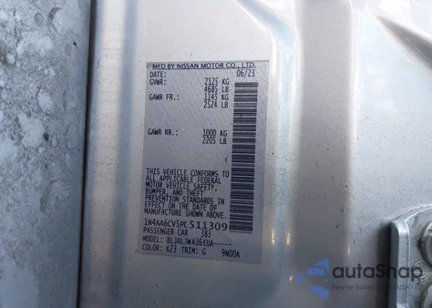 2023 Nissan Maxima Sv Xtronic Cvt z USA, uszkodzony, nr VIN 1N4AA6CV5PC511309